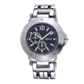 Weiqin Luminous Hands Hardlex Window Fashion Gold Watch Men Luxury Brand Analog Quartz Male Buisness Watches Relogio Masculino?Silver &Black  
