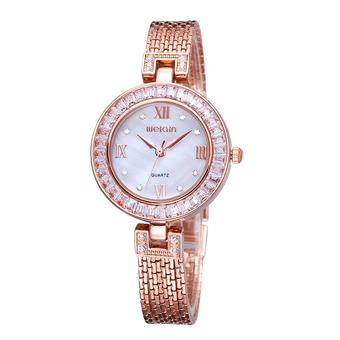 Weiqin Tag Colorful Shell Dial Crystal Rhinestone Women's Dress Watches Luxury Brand Fashion Rose Gold Watch Relogio Feminino?Gold White  