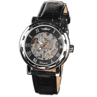 Winner U8018 Automatic Mechanical Watch - Jam Tangan Pria - Black - Leather  