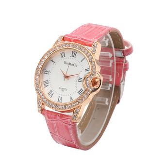WoMaGe 733 Leopard Casual Watch for Women Dress Watches Crystal Dial Ladies Ear Shape Quartz Wrist Watch (Pink) - Intl  