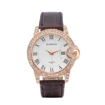 WoMaGe 733 Leopard Casual Watch for Women Dress Watches Crystal Dial Ladies Ear Shape Quartz Wrist Watch (Brown) - Intl  