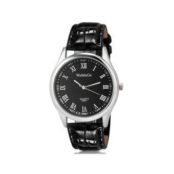 WoMaGe 9595-1 Women's Analog Quartz Wrist Watch with Roman Numerals/Faux Leather Band (Black) (Intl)  