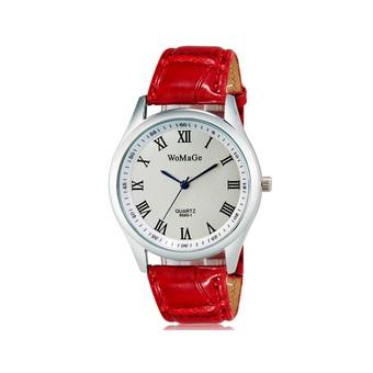 WoMaGe 9595-1 Women's Analog Quartz Wrist Watch with Roman Numerals/Faux Leather Band (Red) (Intl)  