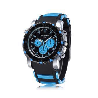 WoMaGe Fake Three Dials Silicone Belt Sport Quartz Watch (Light Blue)  
