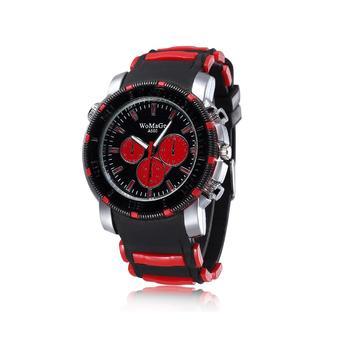 WoMaGe Fake Three Dials Silicone Belt Sport Quartz Watch (Red)  