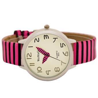 WoMaGe Fashion Casual Women Zebra Strap Quartz Metal Dial Wristwatch 964207(Pink) (Intl)  