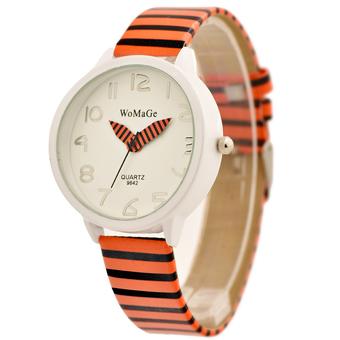 WoMaGe Fashion Casual Women Zebra Strap Quartz Metal Dial Wristwatch 964206(Orange) (Intl)  