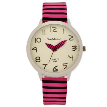 WoMaGe Fashion Casual Women Zebra Strap Quartz Metal Dial Wristwatch 964209(Pink) (Intl)  