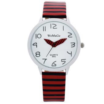 WoMaGe Fashion Casual Women Zebra Strap Quartz Metal Dial Wristwatch 964202(Red) (Intl)  