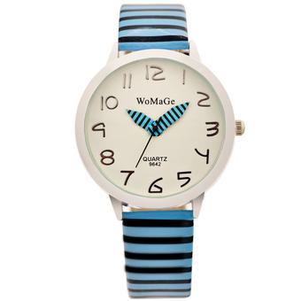 WoMaGe Fashion Casual Women Zebra Strap Quartz Metal Dial Wristwatch 964205(Blue) (Intl)  