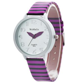 WoMaGe Fashion Casual Women Zebra Strap Quartz Metal Dial Wristwatch 964203(Purple) (Intl)  