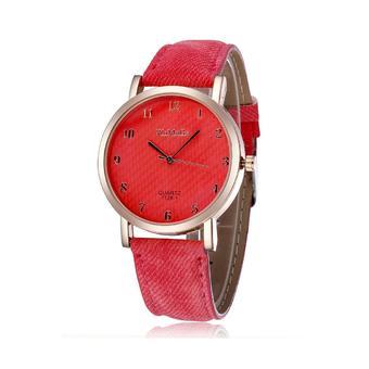 WoMaGe Korean Style Fashion Female PU Leather Watch (Red)  