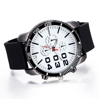 WoMaGe Men's Sports Fashion Watches Silicone Strap Black White 222804  