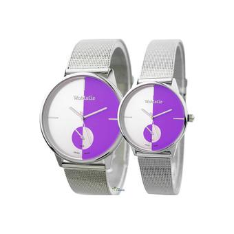 WoMaGe Mens Watches Couples Silver Stainless Steel Strap Watch (Purple)  