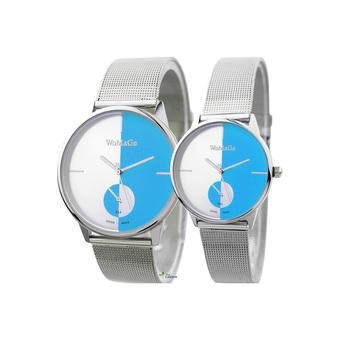 WoMaGe Mens Watches Couples Silver Stainless Steel Strap Watch (Blue)  