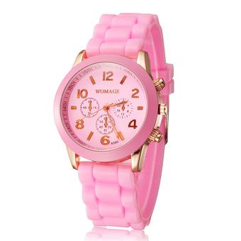 WoMaGe Silicone Strap Quartz Candy Watches Pink (Intl)  