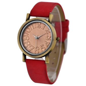 WoMaGe Vintage Casual Women Frosted PU Leather Strap Quartz Watch (Red) (Intl)  