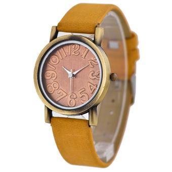 WoMaGe Vintage Casual Women Frosted PU Leather Strap Quartz Watch (Orange) (Intl)  