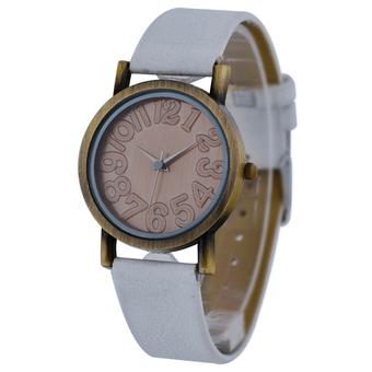 WoMaGe Vintage Casual Women Frosted PU Leather Strap Quartz Watch White 504-2 (Intl)  