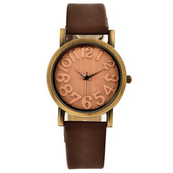 WoMaGe Vintage Casual Women Frosted PU Leather Strap Quartz Watch (Dark Brown) (Intl)  