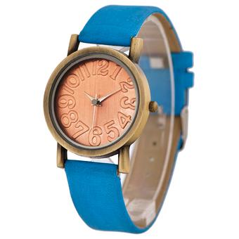 WoMaGe Vintage Casual Women Frosted PU Leather Strap Quartz Watch (Light Blue) (Intl)  