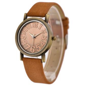 WoMaGe Vintage Casual Women Frosted PU Leather Strap Quartz Watch (Light Brown) (Intl)  