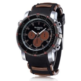 WoMaGe Woman Fashion Alloy Case Silicone Band Outdoor Running Sport Quartz Wrist Lady Watches coffee - Intl  