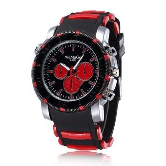 WoMaGe Woman Fashion Alloy Case Silicone Band Outdoor Running Sport Quartz Wrist Lady Watches red - Intl  