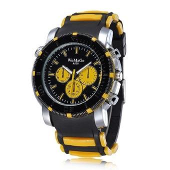 WoMaGe Woman Fashion Alloy Case Silicone Band Outdoor Running Sport Quartz Wrist Lady Watches yellow - Intl  