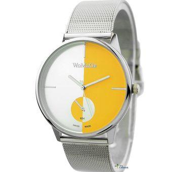 WoMaGe Womens Watches Couples Silver Stainless Steel Strap Watch (Yellow)  