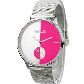 WoMaGe Womens Watches Couples Silver Stainless Steel Strap Watch (Rose)  