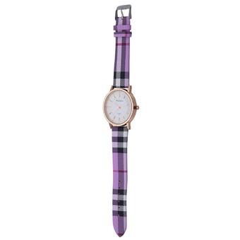 Womage 1186 Fasion Real New Fashion Personality Design Women Wristwatch Brand Grid Leather Strap Watches (Violet)  