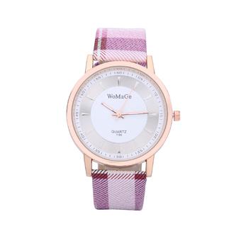 Womage 1186 Fasion Real New Fashion Personality Design Women Wristwatch Brand Grid Leather Strap Watches (Pink)  
