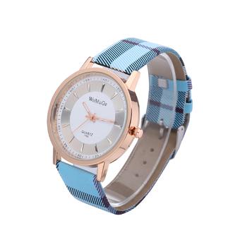 Womage 1186 Fasion Real New Fashion Personality Design Women Wristwatch Brand Grid Leather Strap Watches (Blue)  