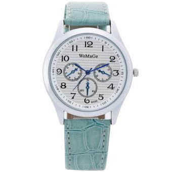 Womage-9595 Fashion Triple Dials Leather Quartz Men Watch Wristwatch959510(Green) (Intl)  