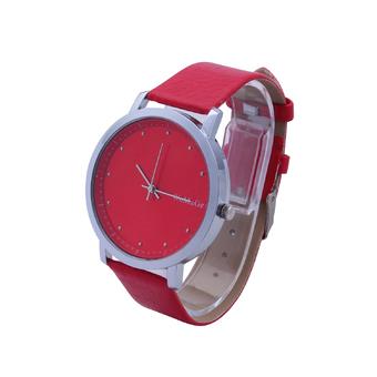 Womage 9827 Fashion Nails Leather Watch With Diamond Surface Wrist Ladies Quartz Watches(red)  