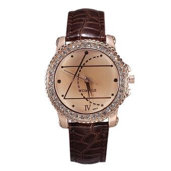 Womage Diamond Lady PU Leather Watch Brown  