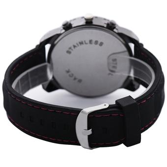 Womage Fashion Casual Men Big Dial Silicone Alloy Quartz Movement Watch (Rose Red and Black) (Intl)  