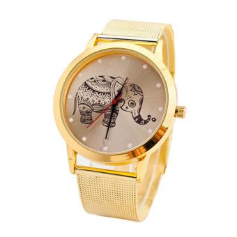 Women Classic Gold Elephant Quartz Stainless Steel Wrist Watch (Intl)  