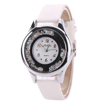 Women Hot Brand Fashion Casual Quartz-Watch PU Leather Watches White (Intl)  