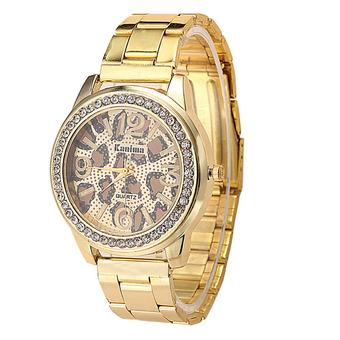 Women Leopard Grain Diamond Watch Gold (Intl)  