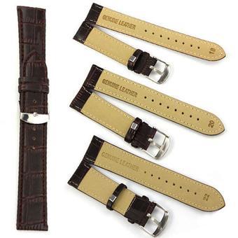Women Men High Quality Unisex Buckle Stainless Steel Leather Watch Strap Band 14mm (Intl)  