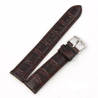 Women Men High Quality Unisex Buckle Stainless Steel Leather Watch Strap Band 22mm (Intl)  