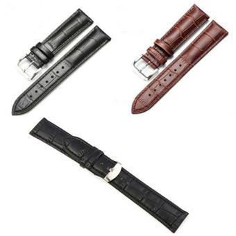 Women Men High Quality Unisex Buckle Stainless Steel Leather Watch Strap Band 16mm (Intl)  