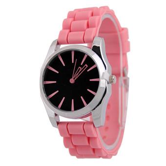 Women Pink Silicone Strap Analog Quartz Wrist Watch  