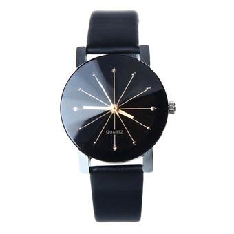 Women Quartz Dial Clock Leather Wrist Watch Black (Intl)  