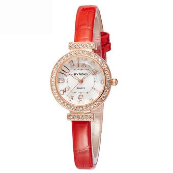 Women Watches Leather Watchband Quartz Watch 5206-Red (Intl)  