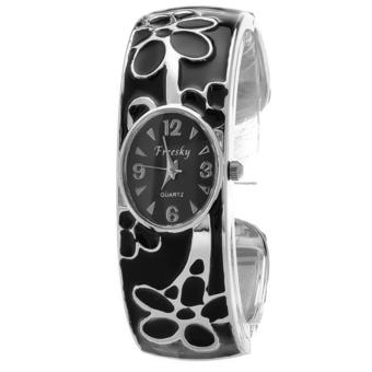 Women's Steel Quartz Wrist Bangle Watch (Black) (Intl)  