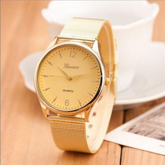 Womens Classic Gold Quartz Stainless Steel Wrist Watch Gold  