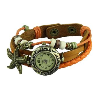 Wrist Ornament Western Korean Vintage Watches Women Bracelet With Starfish Orange (Intl)  